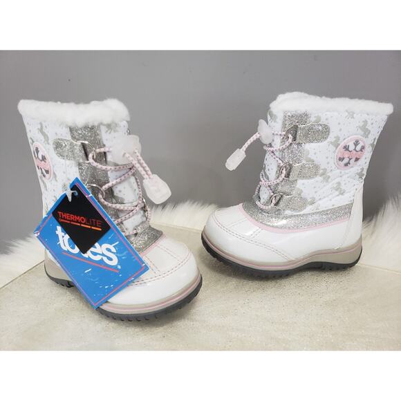 NEW Totes UNICORN Waterproof Winter Snow Boots Toddler Bamba Size 5 Glitter Gray - Picture 1 of 5